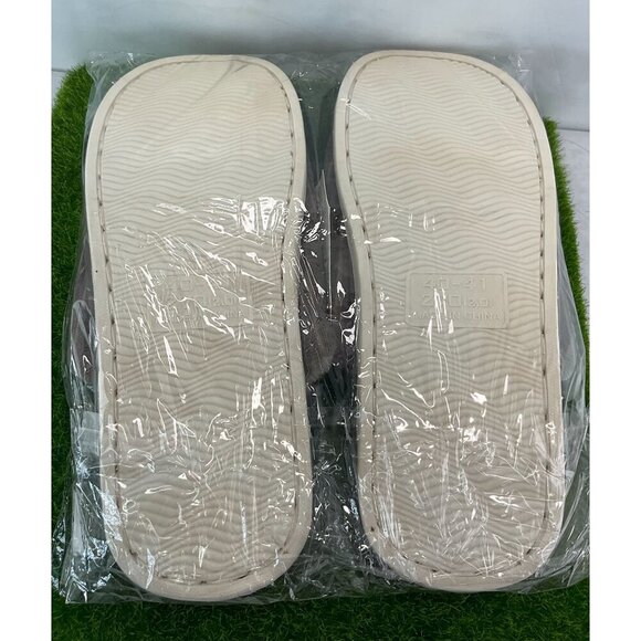 New Mens Size 42-43 Gray Ribbed Plush Slippers With Faux Fur Lining & Non-Slip S - Picture 5 of 8